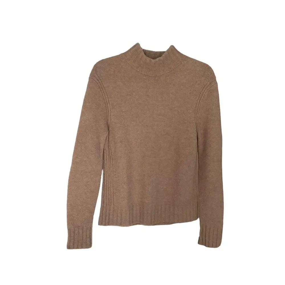 J. Crew Camel Tan Wool Blend Supersoft Yarn Mock Neck Long Sleeve Sweater Size M